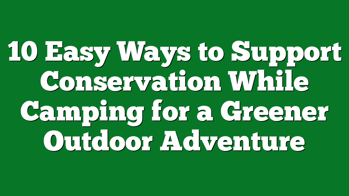 10 Easy Ways to Support Conservation While Camping for a Greener Outdoor Adventure