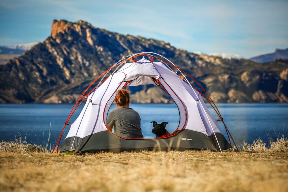 Camping by a lake