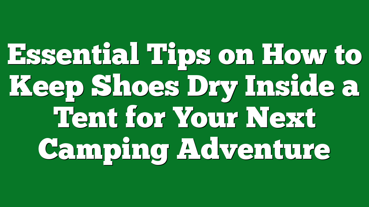 Essential Tips on How to Keep Shoes Dry Inside a Tent for Your Next Camping Adventure