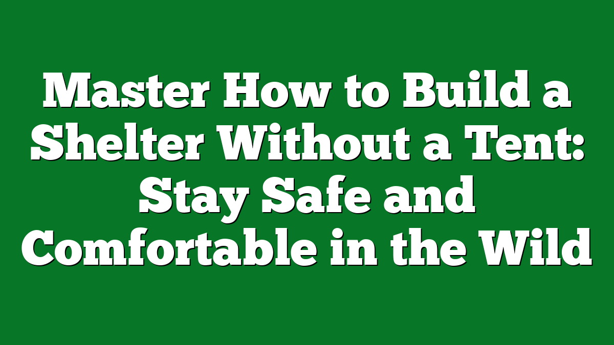 Master How to Build a Shelter Without a Tent: Stay Safe and Comfortable in the Wild