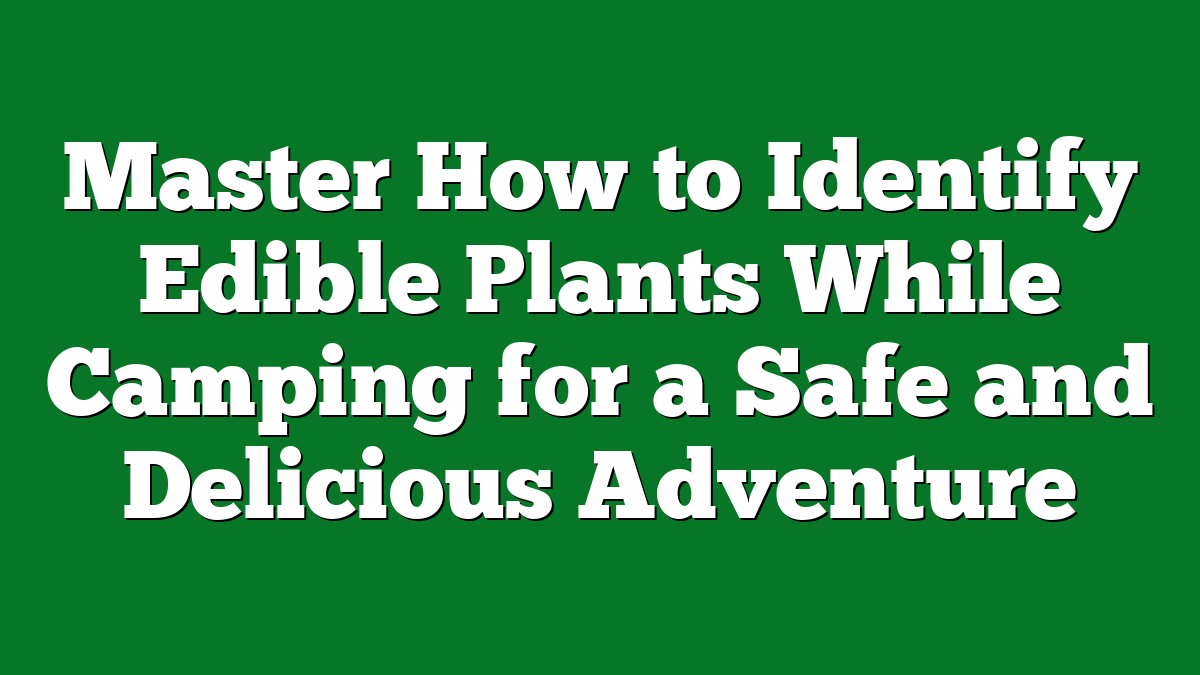 Master How to Identify Edible Plants While Camping for a Safe and Delicious Adventure